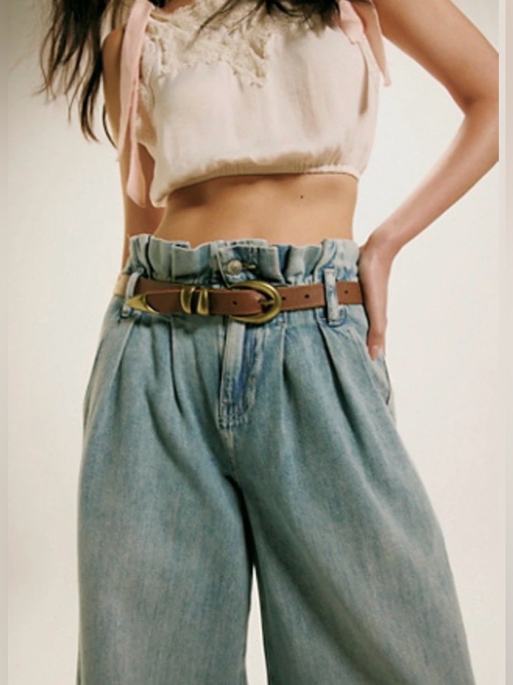 🔥😍NWT! FREE PEOPLE! ‘Forager Super Wide Leg Jean! Sz 31! ‘Cool Water’!